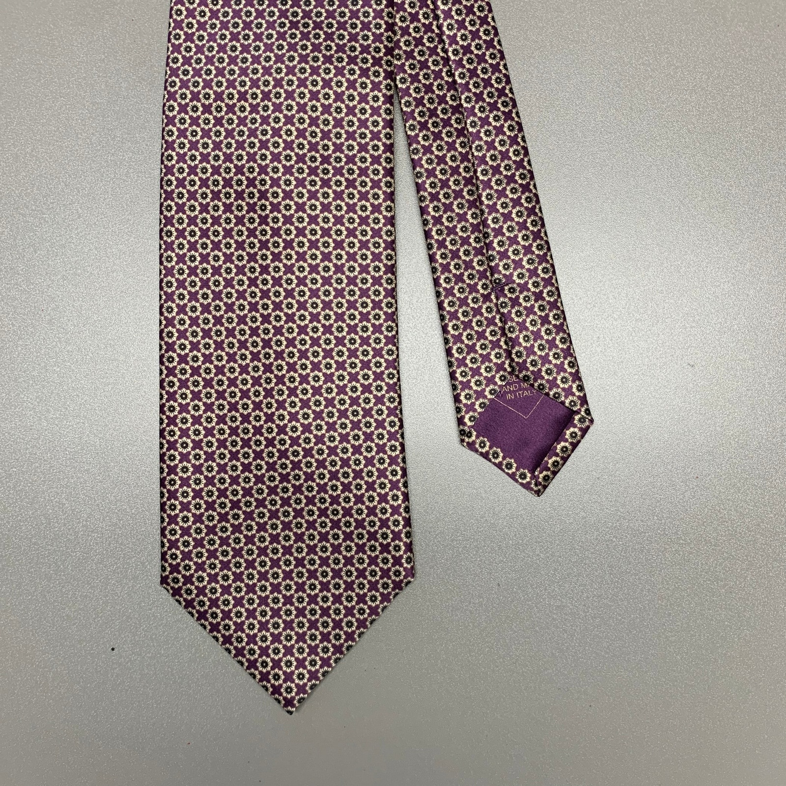 Brioni Purple Tan Floral Silk Tie